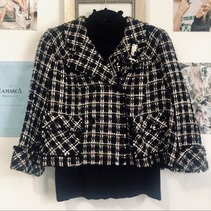 Anna Sui Tweed Pattern Jacket/ Suit Top Black